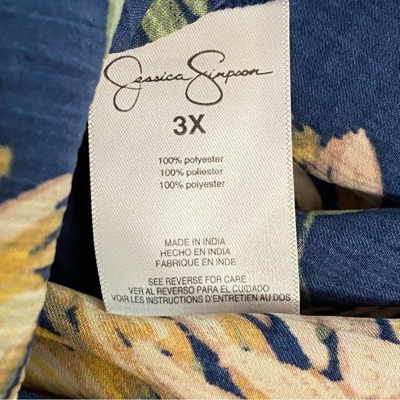 Jessica Simpson Womens Floral Long Sleeve Tie Neck Dress 3X Boho Feminine Garden - Picture 8 of 8